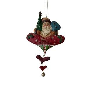 Santa Clause “Merry Christmas” Air Plane Dough Ornament Folk Art Americana EUC